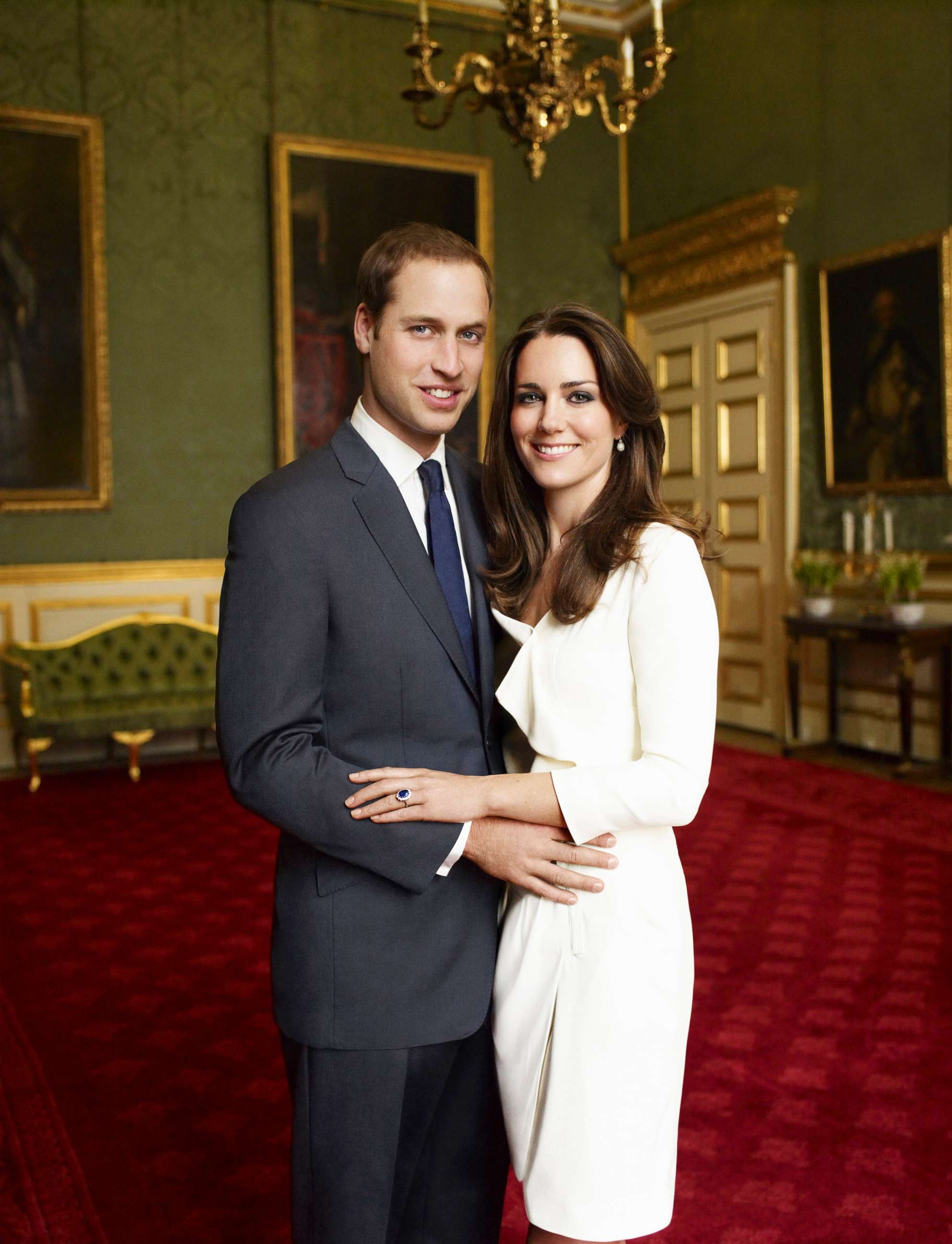 PHOTO: Prince William and Miss Catherine Middleton are pictured, Nov. 25, 2010 in the Council Chamber at St. James's Palace in London, in this official portrait that they have chosen to release to mark their engagement. 