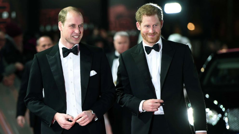 PHOTO: Prince William and Prince Harry attend the European Premiere of Star Wars: The Last Jedi, at the Royal Albert Hall, London, Dec. 12, 2017.