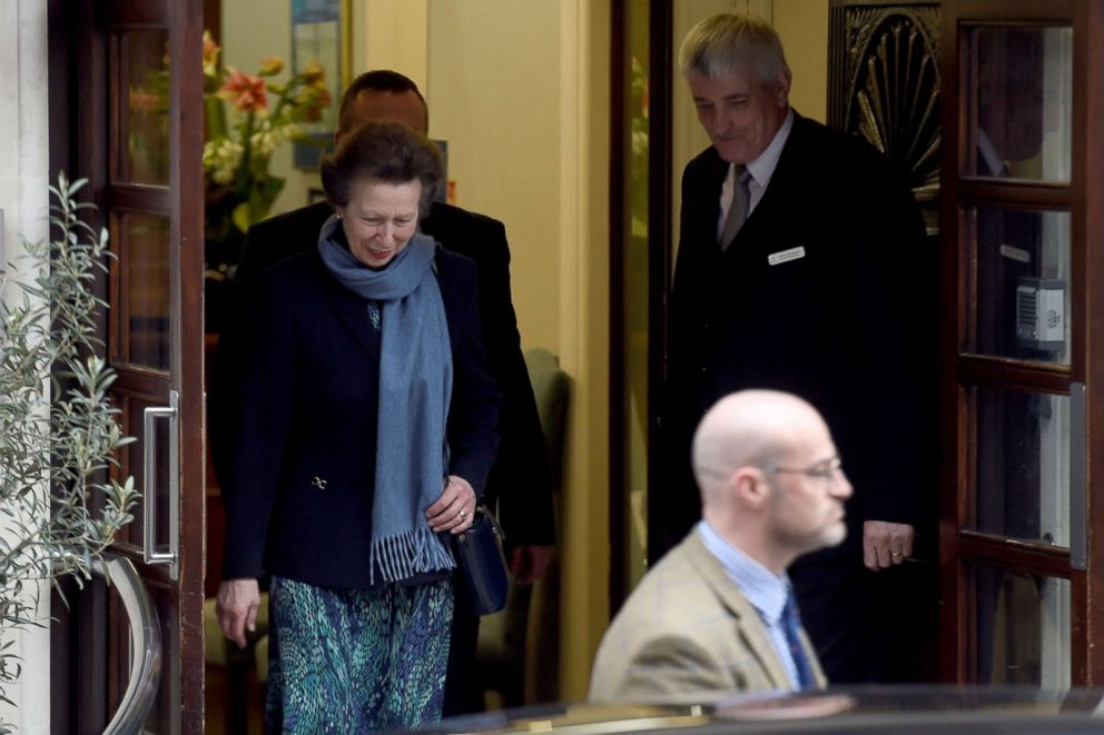 PHOTO: Princess Anne leaves the King Edward VII's Hospital after visiting her father Prince Philip in London, April 12, 2018.