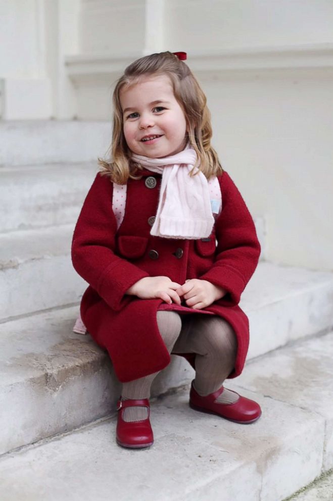 PHOTO: Princess Charlotte poses for a photo taken by her mother, Catherine, Duchess of Cambridge, at Kensington Palace shortly before she left for her first day of nursery at the Willcocks Nursery School, Jan. 8, 2018 in London.
