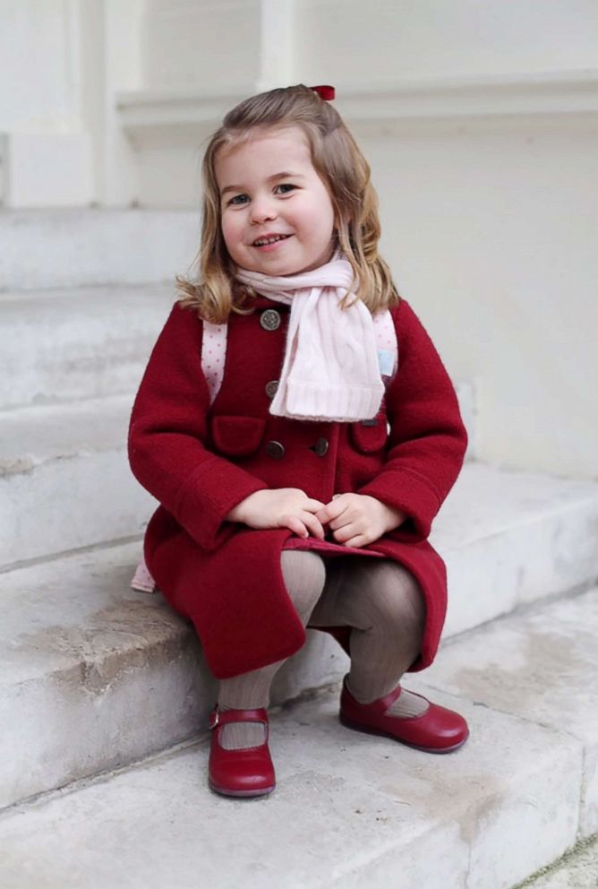 PHOTO: Princess Charlotte poses for a photograph taken by her mother, Catherine, Duchess of Cambridge, at Kensington Palace, shortly before the princess left for her first day of nursery at the Willcocks Nursery School, Jan. 8, 2018 in London.