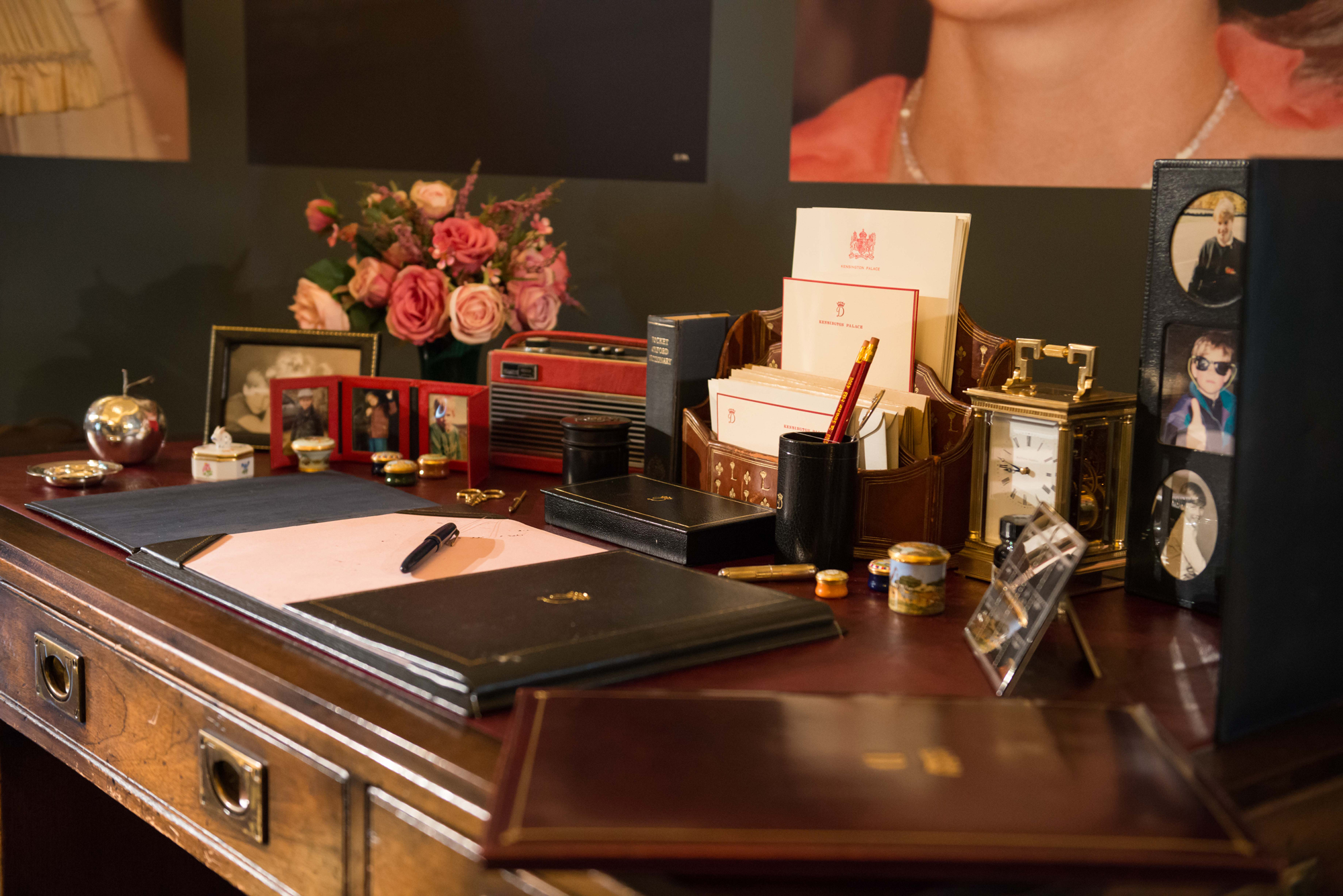 PHOTO: Princess Diana's desk, where she worked in her sitting room, at Kensington Palace is on display, in London.