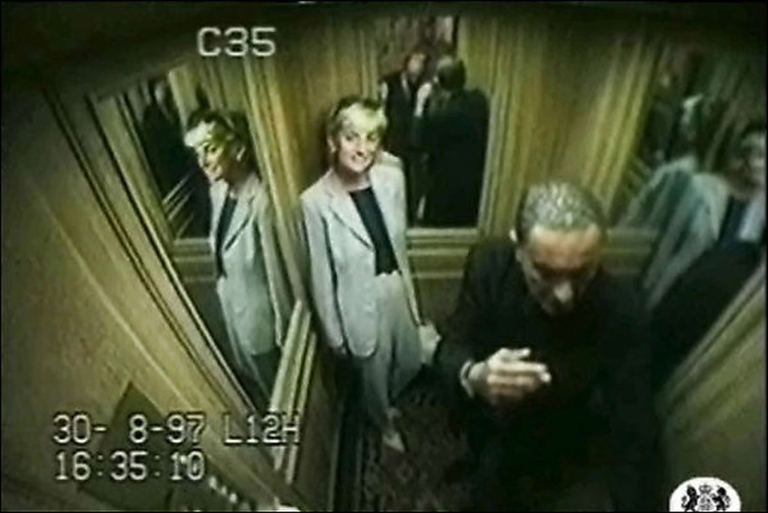 PHOTO: Princess Diana with Dodi Fayed in an elevator at the Ritz hotel in Paris on Aug. 30, 1997, shortly before they died in a car crash.
