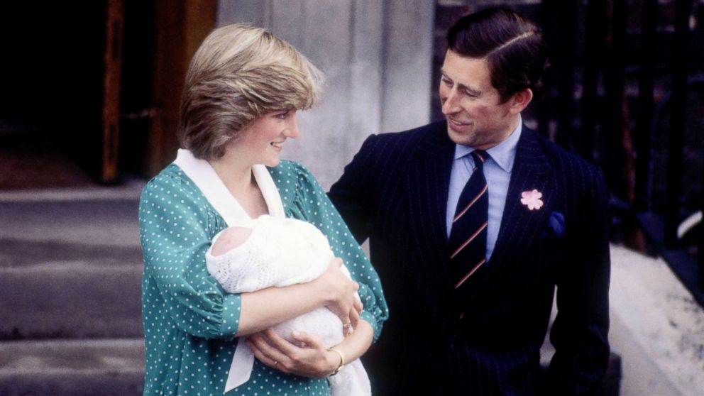 PHOTO: New born Prince William with Diana, Princess of Wales and Prince Charles leave St. Mary's hospital on June 22, 1982 in Paddington, London.