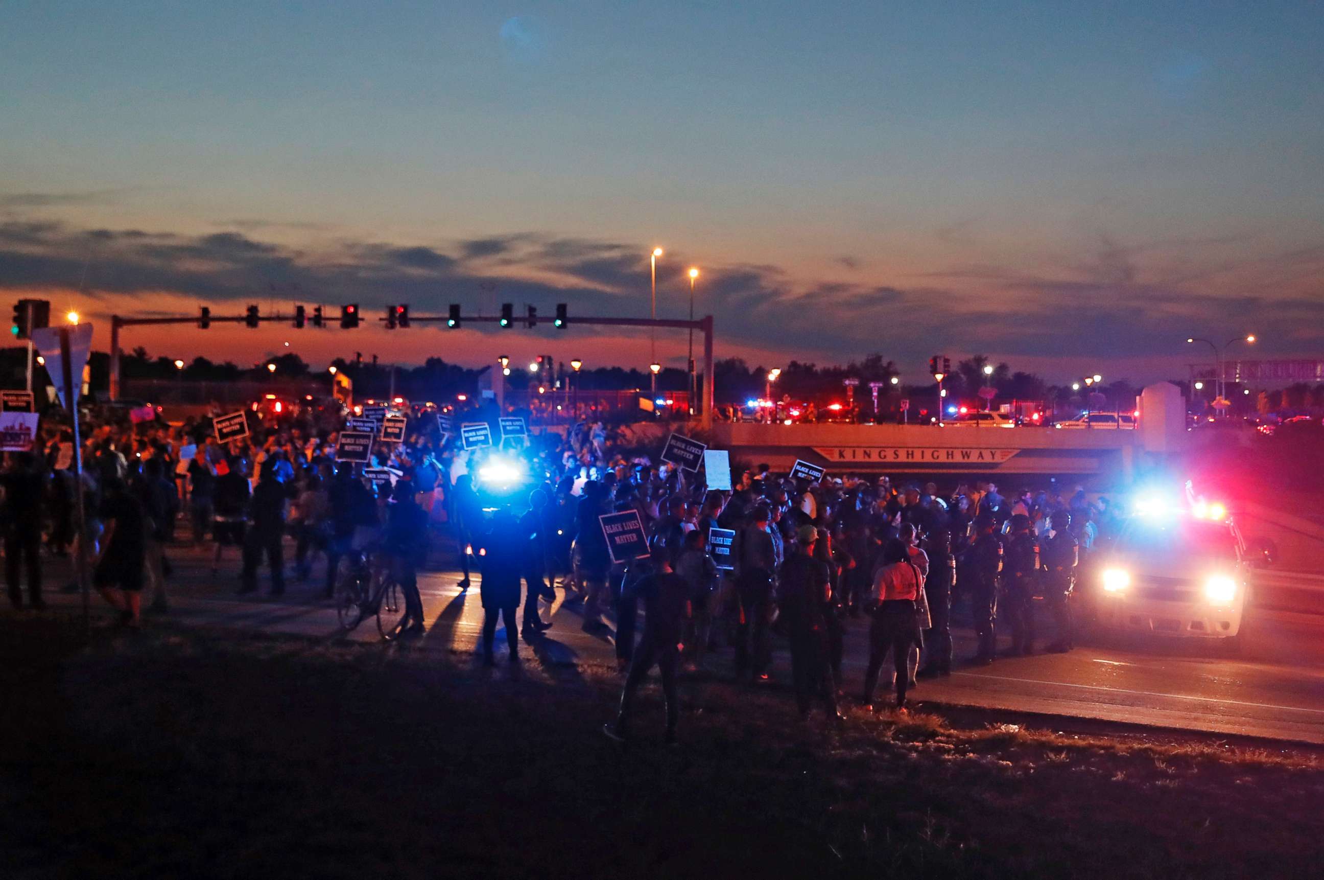 PHOTO: Protesters march in St. Louis, after a judge found a white former police officer, Jason Stockley, not guilty of first-degree murder in the death of a black man, Anthony Lamar Smith, Sept. 15, 2017.