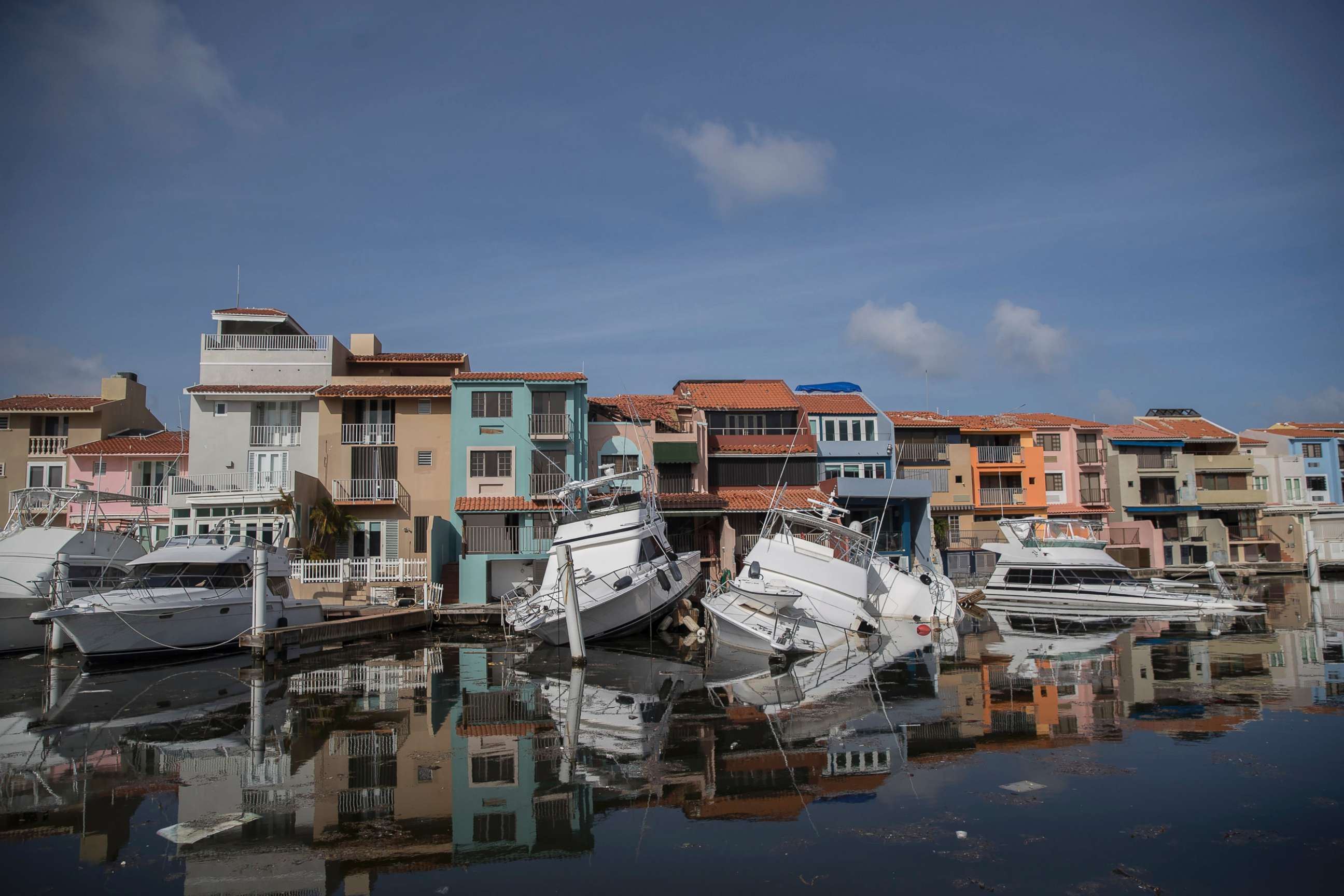 PHOTO: Yachts lie wrecked in a marina in the Palmas del Mar resort near Humacao, Puerto Rico, Sept. 24, 2017. Hurricane Maria lashed Puerto Rico as a strong Category 4 storm, causing widespread damage and leaving the island without power. 