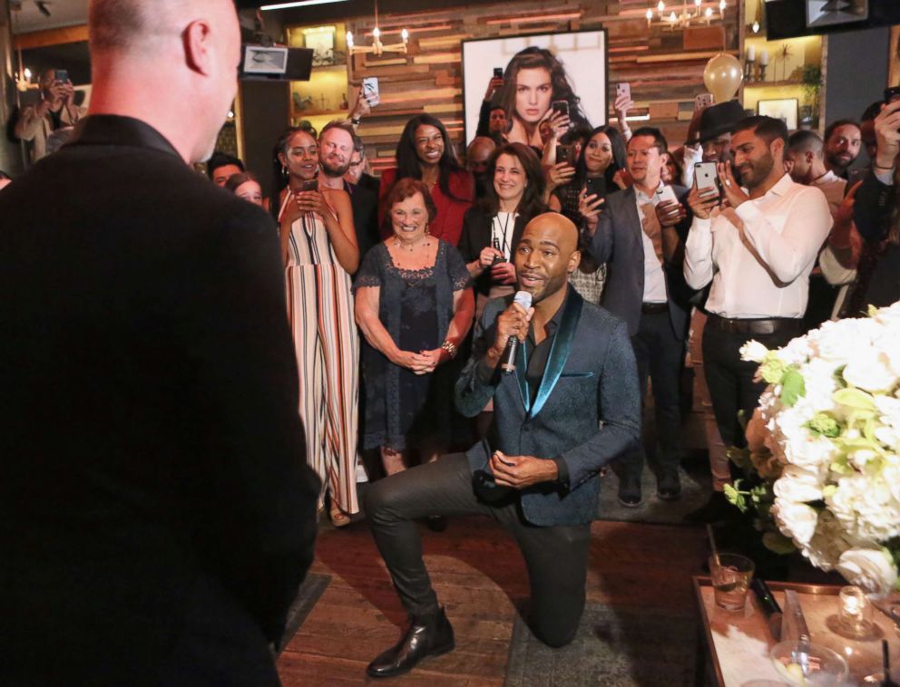 PHOTO: Karamo Brown proposes to Ian Jordan on May 9, 2018 in West Hollywood, Calif.