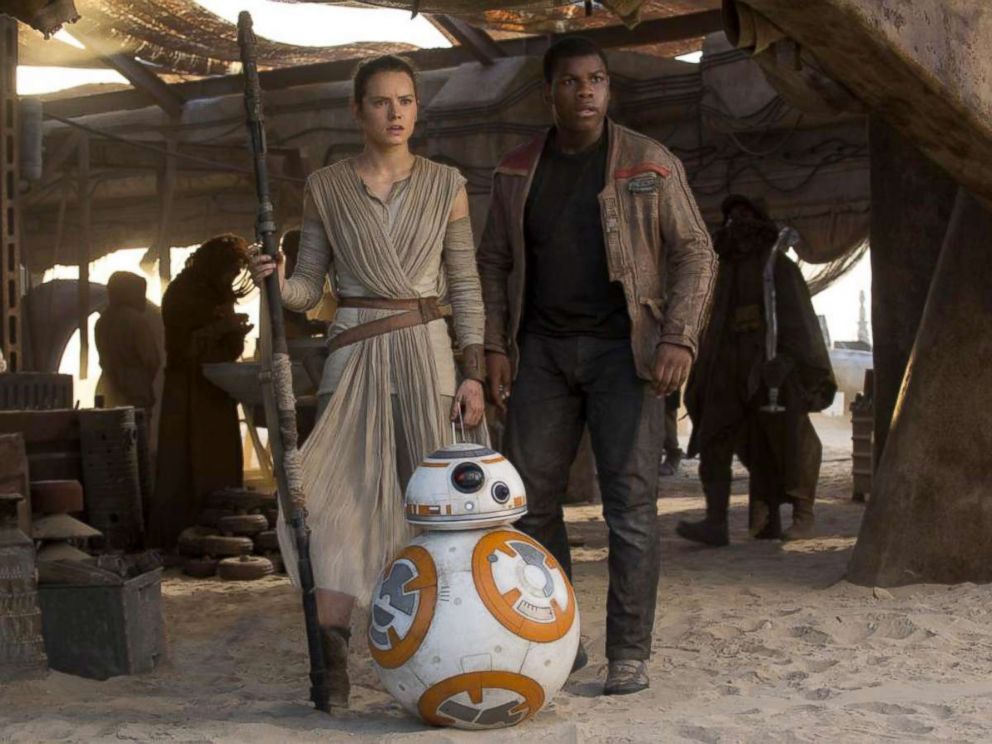PHOTO: Daisy Ridley, left, as Rey, and John Boyega, as Finn, in a scene from 'Star Wars: The Force Awakens.'