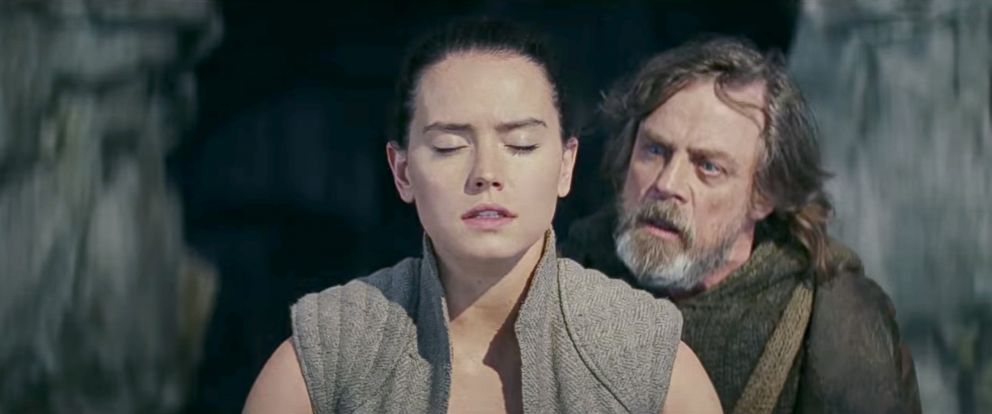 PHOTO: Daisy Ridley, as Rey, and Mark Hamill, as Luke Skywalker, in a scene from "Star Wars: The Last Jedi."