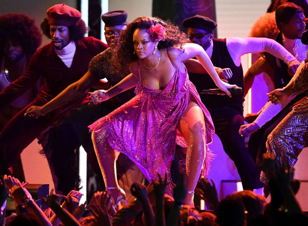 PHOTO: Rihanna performs during the 60th Annual Grammy Awards show, Jan. 28, 2018, in New York.