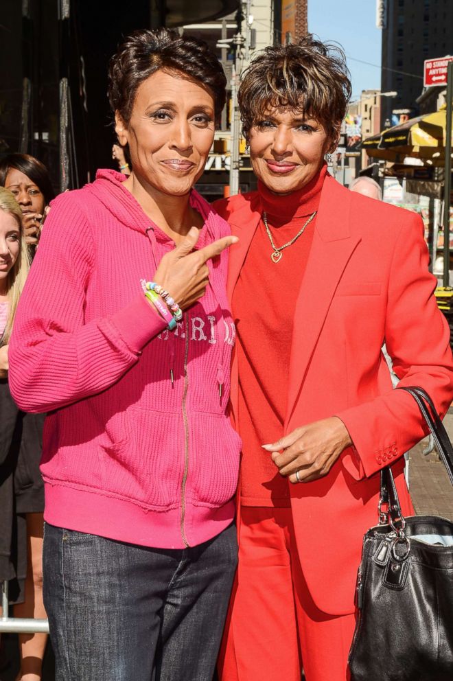 PHOTO: TV personality Robin Roberts and her sister Sally-Ann Roberts leave the "Good Morning America" taping at the ABC Times Square Studios on Aug. 30, 2012, in New York City. 