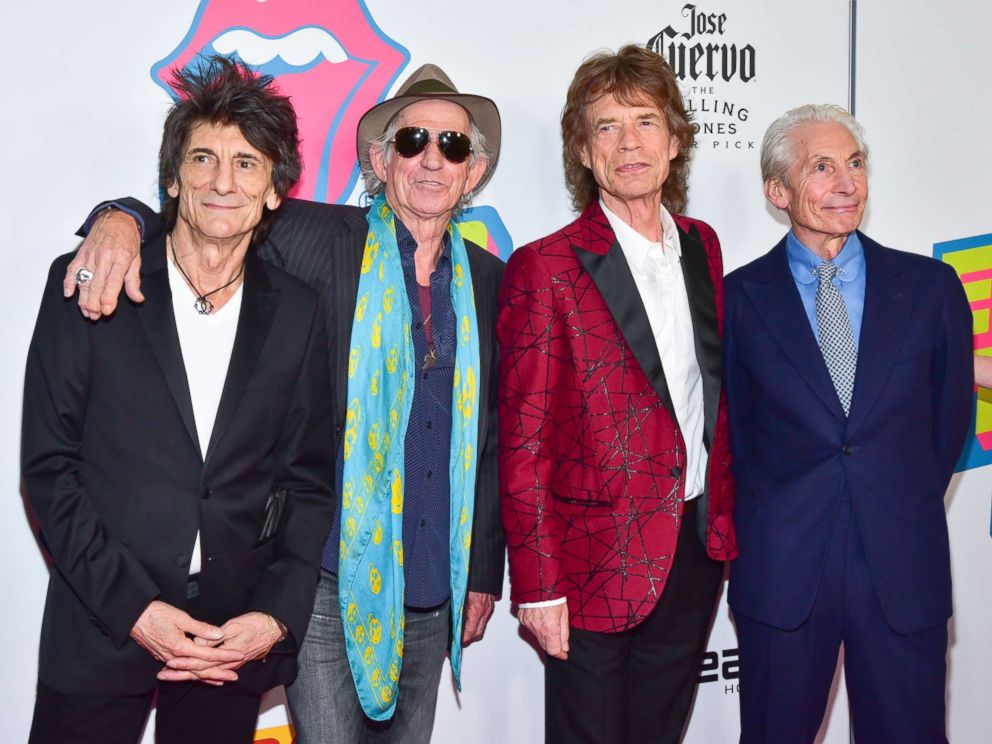 PHOTO: (L-R) Ronnie Wood, Keith Richards, Mick Jagger and Charlie Watts attend The Rolling Stones - Exhibitionism Opening Night at Industria Superstudio, Nov.r 15, 2016, in New York City.