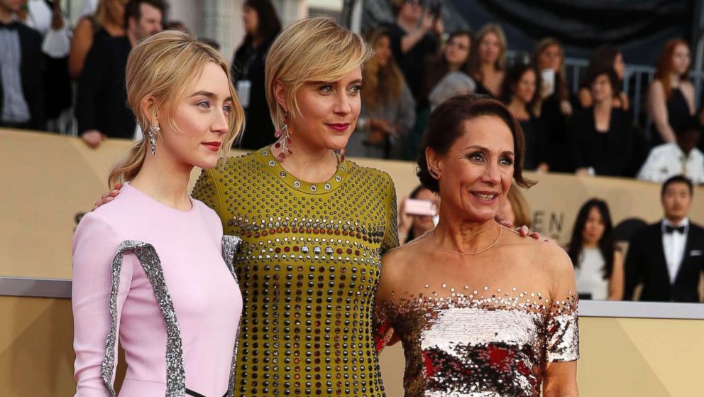 PHOTO: Saoirse Ronan, Greta Gerwig and Laurie Metcalf are pictured on the red carpet for the 24th Screen Actor's Guild Awards in Los Angeles, Jan. 21, 2018.