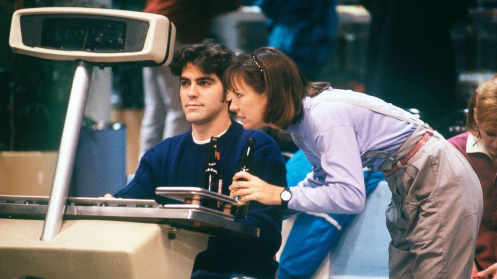 PHOTO: Laurie Metcalf, who plays Jackie, had a salacious bet on the line with Booker, played by George Clooney, on bowling night, during the "Lovers' Lane" episode of "Rosanne," Dec. 6, 1988. 
