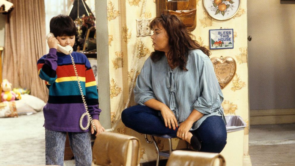 PHOTO: Michael Fishman, who plays D.J. and Roseanne Barr, who plays Rosanne, on the ABC Television Network comedy "Roseanne," on the "Terms of Estrangement: Part 1" episode, Sept. 15, 1992.