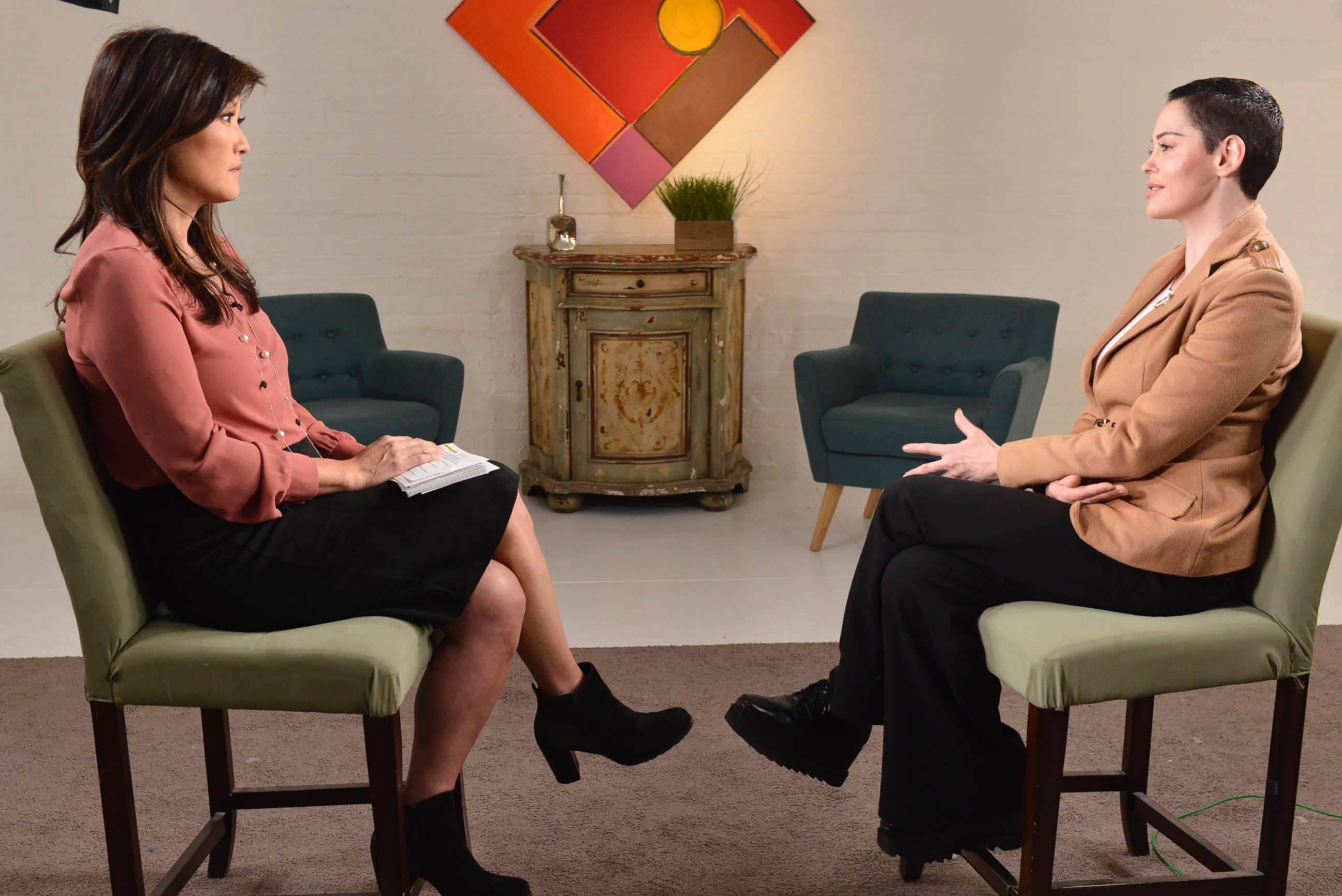 PHOTO:ABC News "Nightline" co-anchor Juju Chang sat down for an extensive interview with Rose McGowan about her new book "Brave" and McGowan's allegations that Harvey Weinstein raped her.