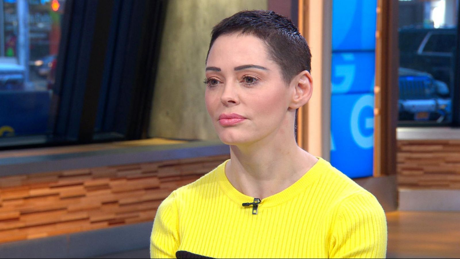 PHOTO: Actress Rose McGowan discusses her memoir "Brave" on "Good Morning America," Jan. 30, 2018.