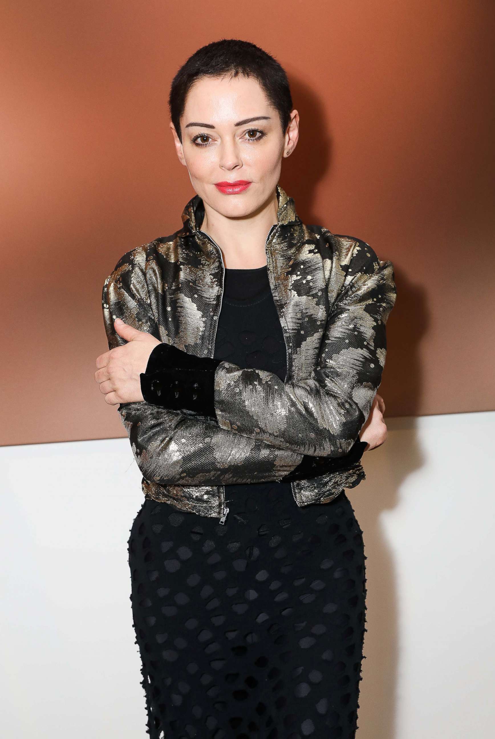 PHOTO: Rose McGowan attends a private view of Joe Corre's new exhibition "Ash From Chaos" at Lazinc, April 19, 2018, in London.