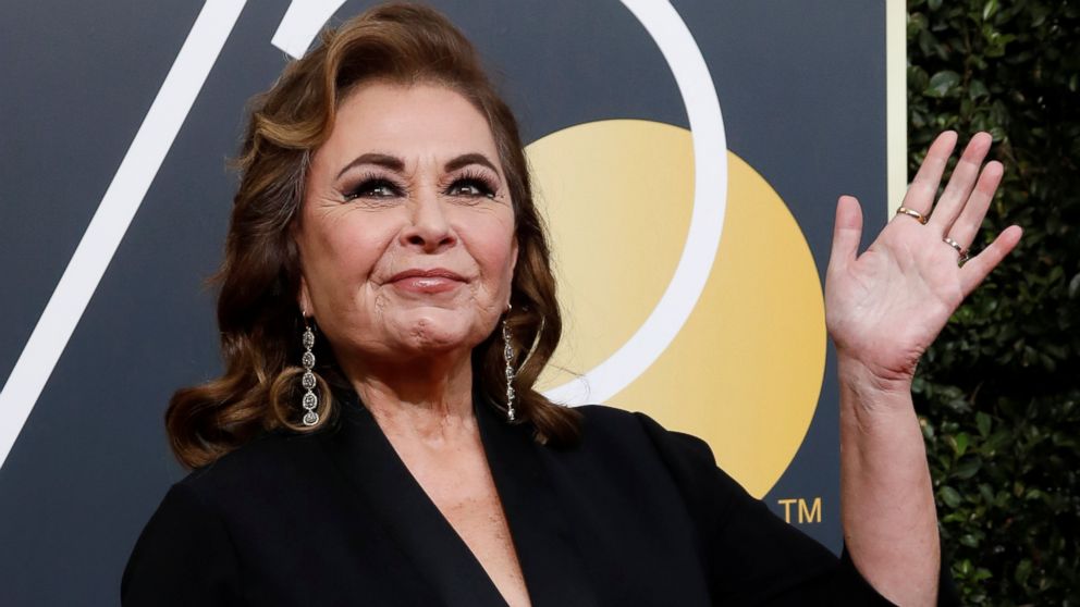 PHOTO: Roseanne Barr waves on her arrival to the 75th Golden Globe Awards in Beverly Hills, Calif., Jan. 7, 2018.