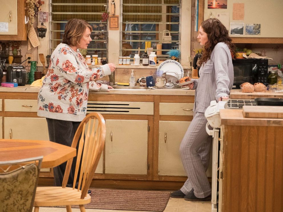 PHOTO: Roseanne Barr and Emma Kenney in the episode Roseanne Gets the Chair on the second episode of the revival of Roseanne, April 3, 2018, on The ABC Television Network.