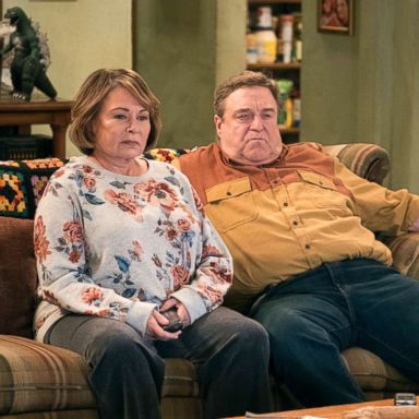 PHOTO: Roseanne Barr, left, and John Goodman appear in a scene from the reboot of "Roseanne."