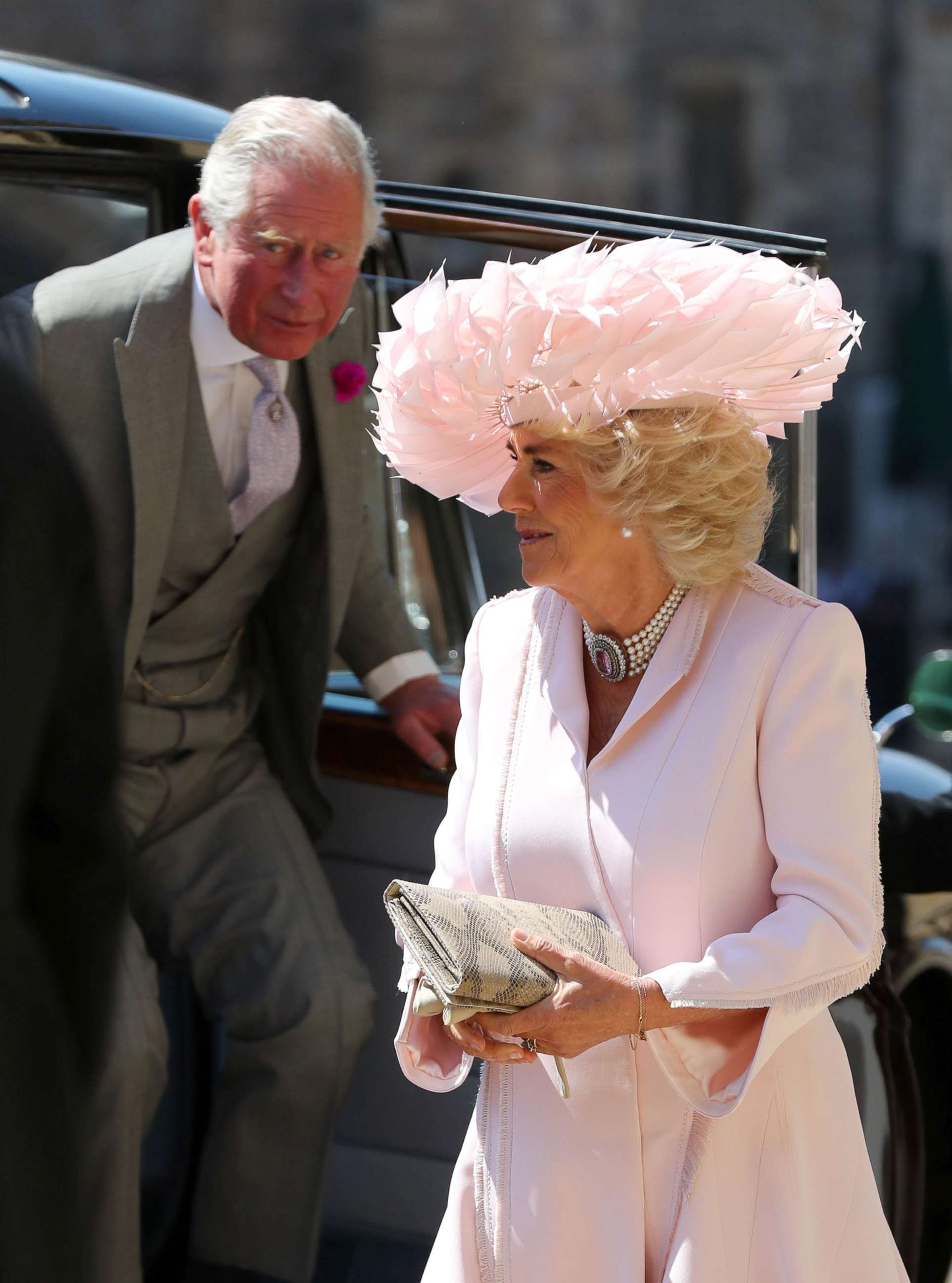 PHOTO: The Prince of Wales and Duchess of Cornwall arrive at St George's Chapel at Windsor Castle for the wedding of Meghan Markle and Prince Harry in Windsor, May 19, 2018. 
