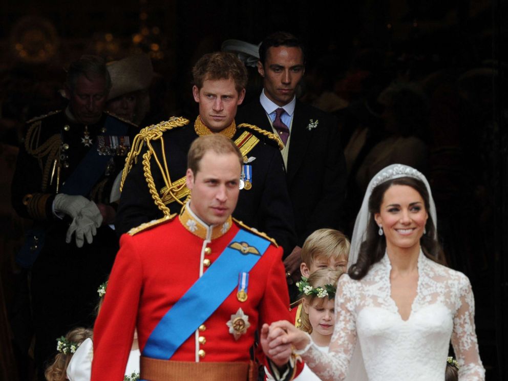 PHOTO: Prince Harry (Background C) leaves Westminster Abbey in London, after the wedding ceremony of his brother Prince William (Front L) and Kate, (Front R) Duchess of Cambridge, April 29, 2011.