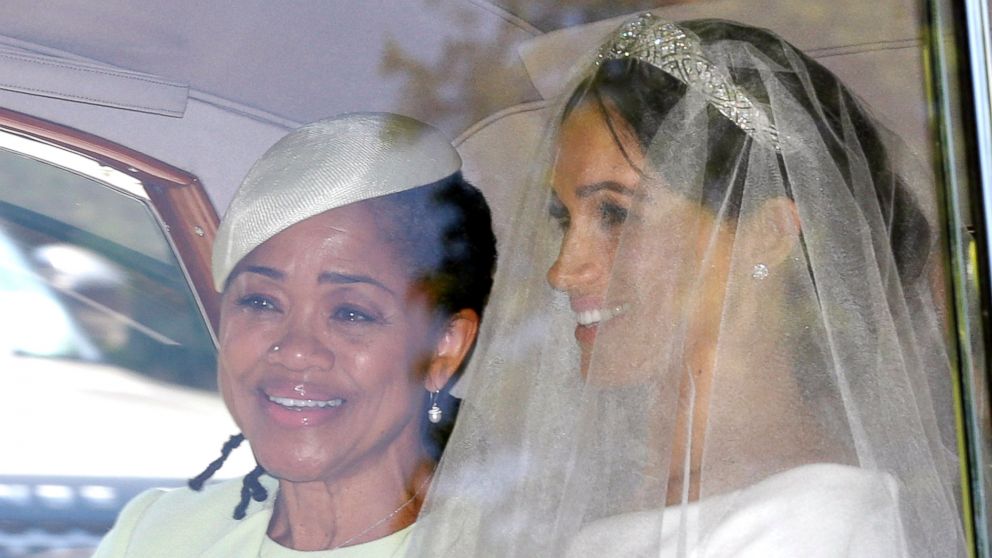 PHOTO: Meghan Markle, right, and her mother Doria Ragland leave Cliveden House Hotel in Taplow, May 19, 2018 where she stayed before Markle's wedding ceremony with Prince Harry at St. George's Chapel in Windsor Castle.