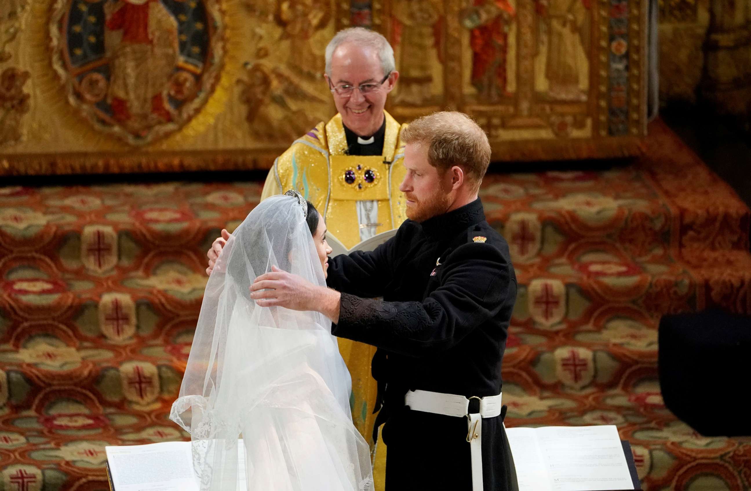 PHOTO: Prince Harry and Meghan Markle in St George's Chapel at Windsor Castle during their wedding service, conducted by the Archbishop of Canterbury Justin Welby in Windsor, Britain, May 19, 2018.