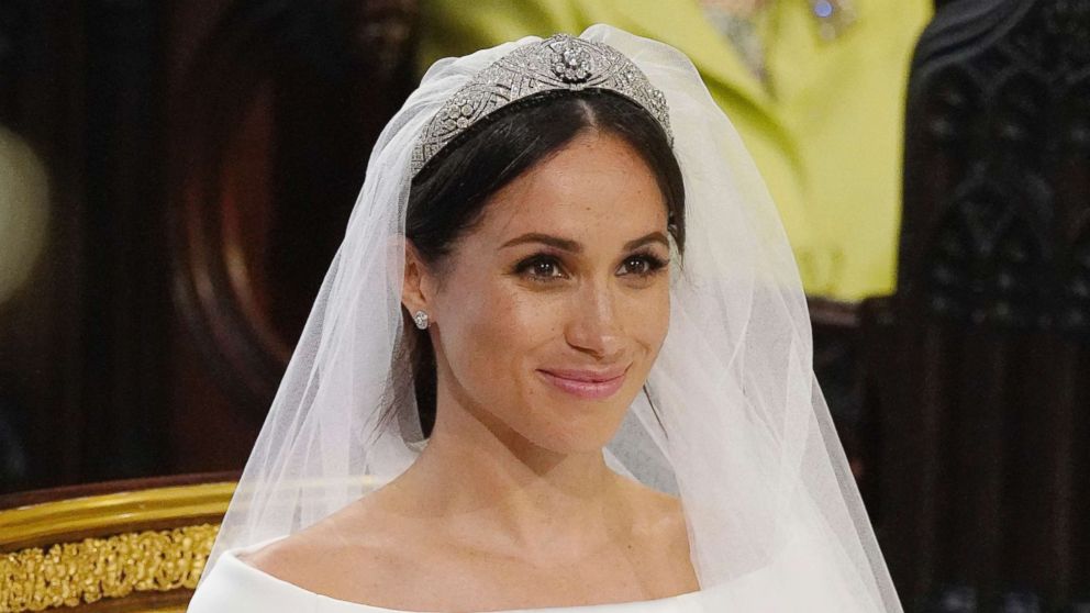 Meghan Markle smiles during her wedding ceremony to Britain's Prince Harry at St. George's Chapel in Windsor Castle in Windsor, May 19, 2018.