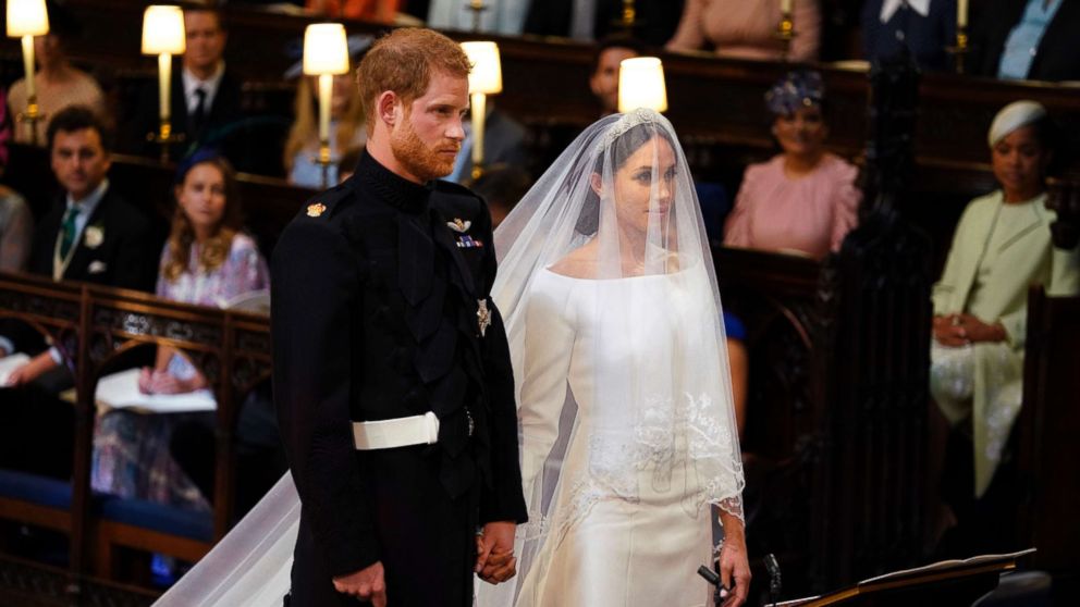 PHOTO: Britain's Prince Harry and Meghan Markle stand, prior to the start of their wedding ceremony, at St. George's Chapel in Windsor Castle in Windsor, May 19, 2018. 