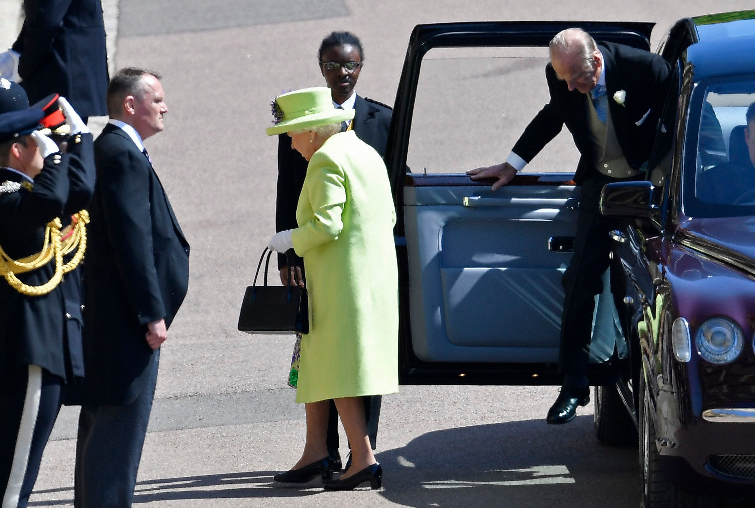 PHOTO: Queen Elizabeth II and Prince Philip arrive at the royal Wedding of Prince Harry and Meghan Markle in Windsor, May 19, 2018.