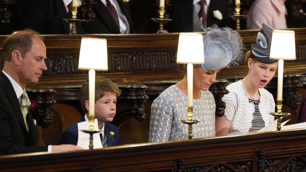 PHOTO: Prince Edward, Sophie Countess of Wessex, Lady Louise Windsor and James Viscount Severn attend the wedding of Prince Harry and Meghan Markle, Ceremony, St George's Chapel, Windsor Castle, May 19, 2018.