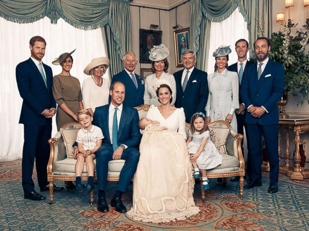   PHOTO: The British royal family gathered for the baptism of Prince Louis in the morning room at Clarence House in London 
