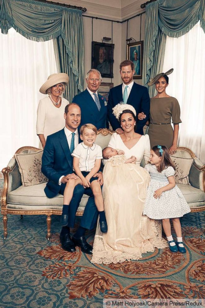   PHOTO: The British royal family gathered for the baptism of Prince Louis in the morning room at Clarence House in London 