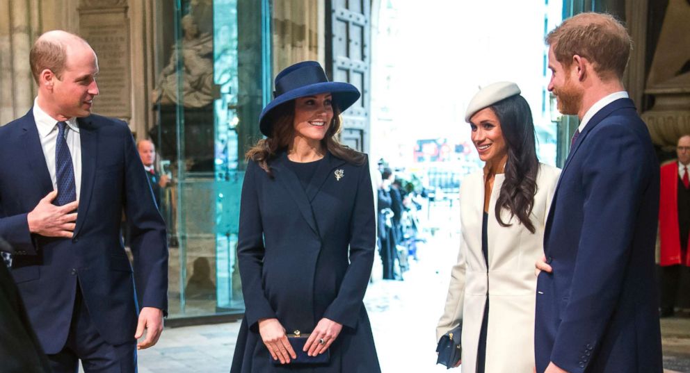 PHOTO: From left, Britain's Prince William, Catherine, Duchess of Cambridge, Meghan Markle and Prince Harry arrive for the Commonwealth Service at Westminster Abbey, London, March 12, 2018. 