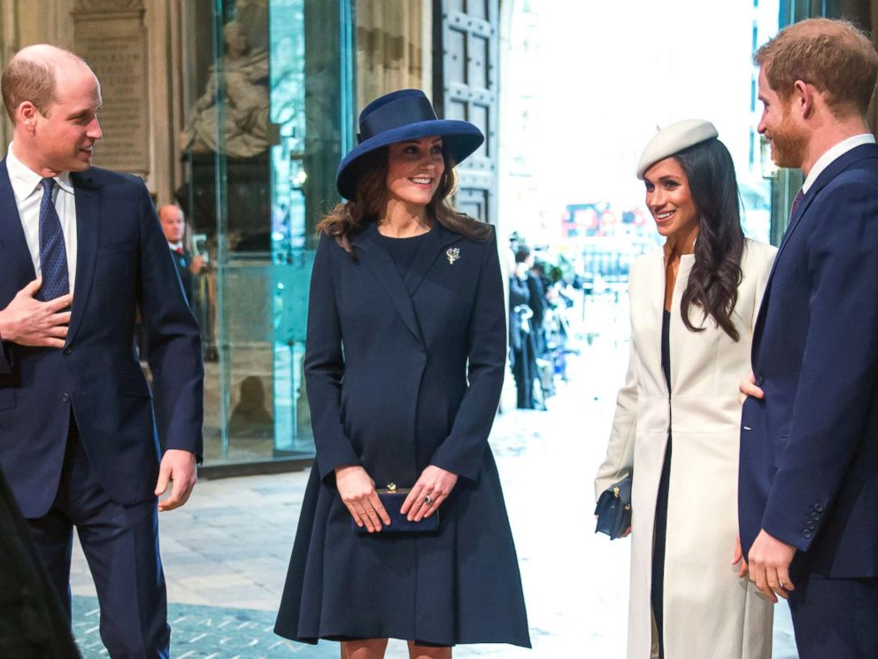 PHOTO: Britains Prince William, Catherine, Duchess of Cambridge, Meghan Markle and Prince Harry arrive for the Commonwealth Service at Westminster Abbey, London, March 12, 2018.