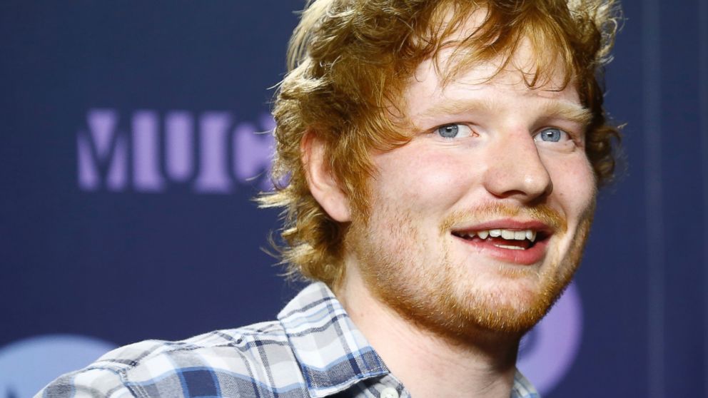 British singer Ed Sheeran poses backstage at the MuchMusic Video Awards in Toronto, June 21, 2015.
