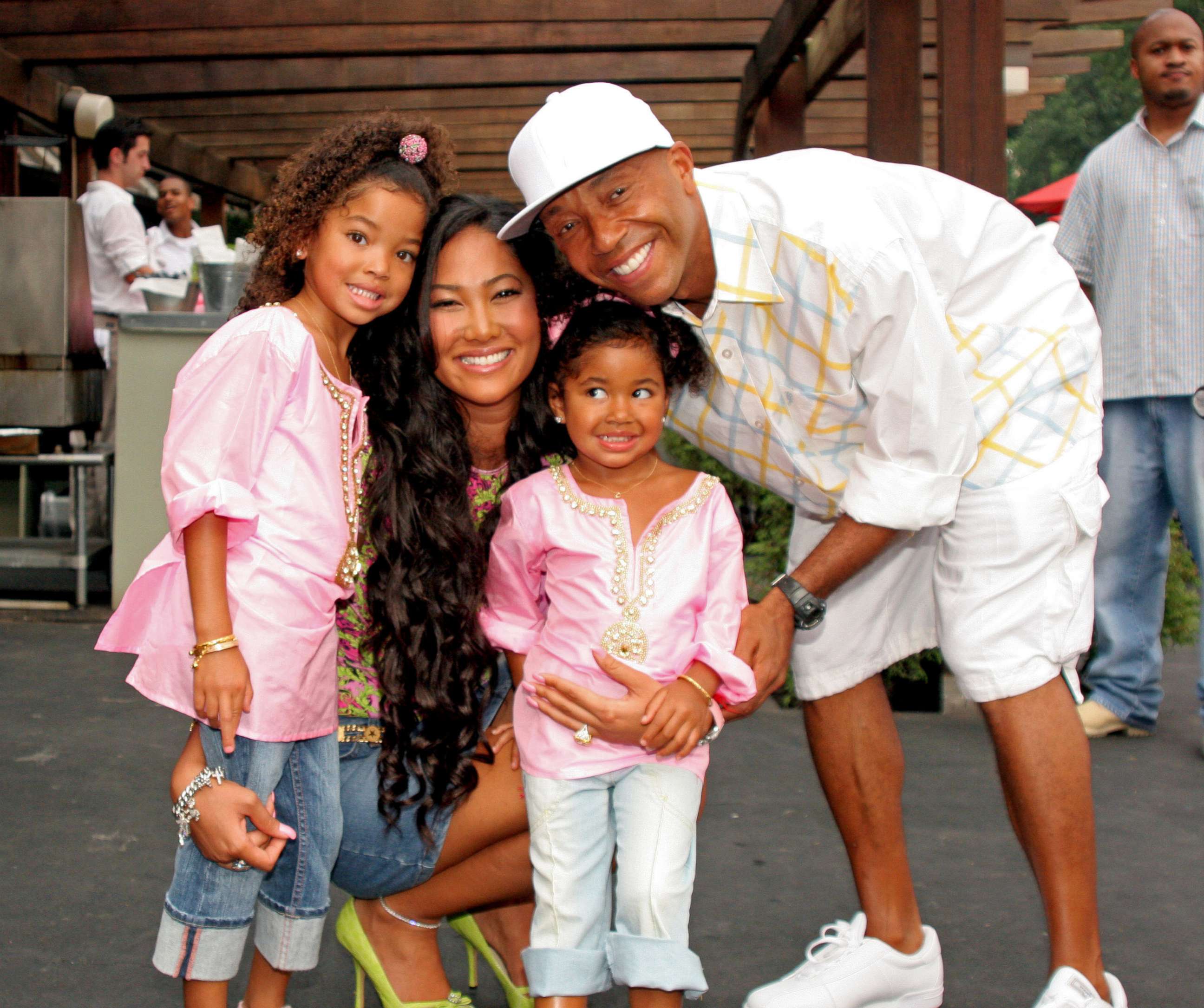 PHOTO: Pictured (L-R) are Ming Lee Simmons, Kimora Lee Simmons, Aoki Simmons and Russell Simmons, Aug. 14, 2005. 