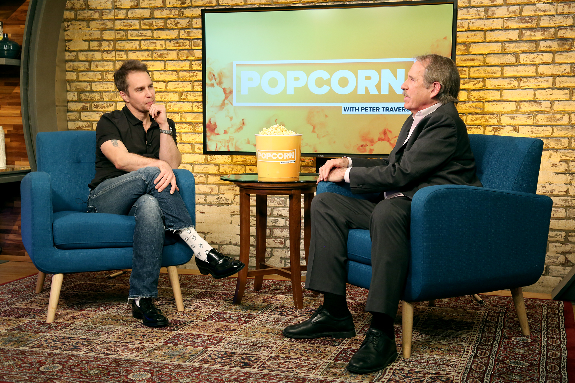 PHOTO: Sam Rockwell appears on "Popcorn with Peter Travers" at ABC News studios, Nov. 17, 2017, in New York City.