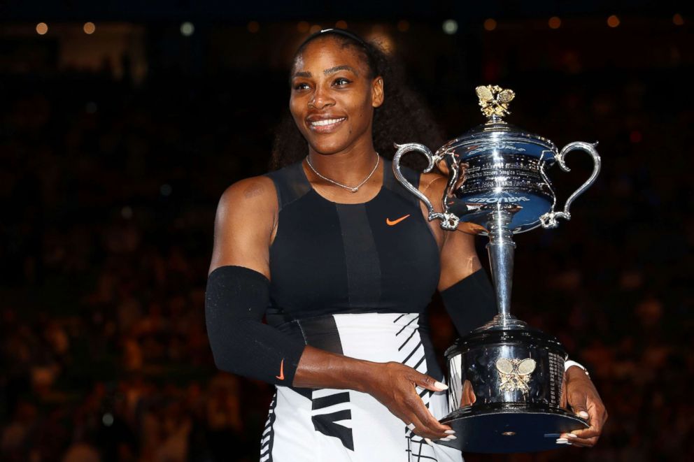 PHOTO: Serena Williams poses with the Daphne Akhurst Trophy after winning the Women's Singles Final against Venus Williams on day 13 of the 2017 Australian Open at Melbourne Park, Jan. 28, 2017 in Melbourne, Australia.