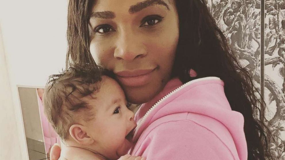 Serena Williams poses with her newborn daughter Alexis Olympia Ohanian Jr. in a photo posted to her Instagram on Nov. 6, 2017.