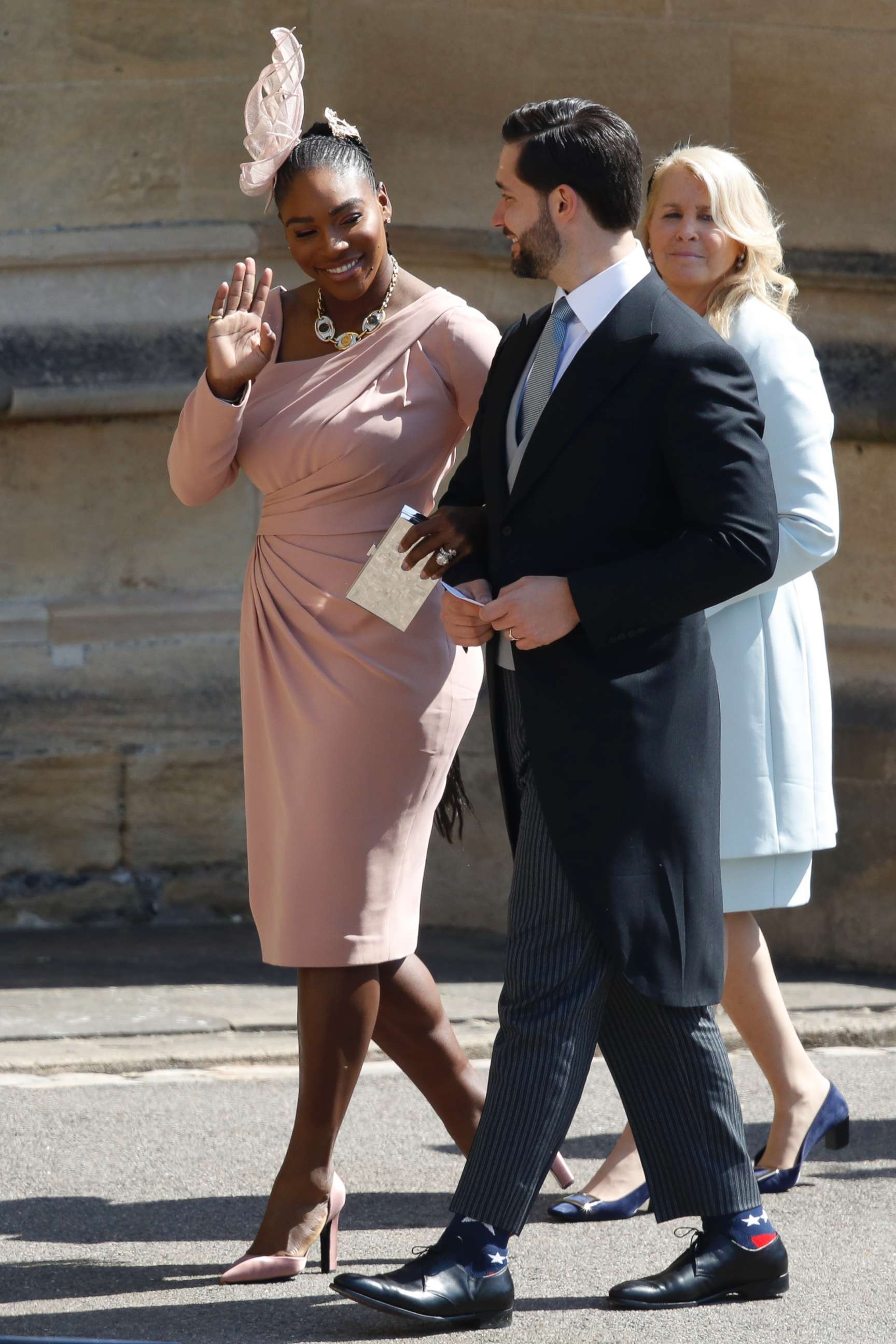 PHOTO: Serena Williams and her husband Alexis Ohanian arrive for the wedding ceremony of Prince Harry and Meghan Markle at St. George's Chapel in Windsor Castle in Windsor, May 19, 2018.