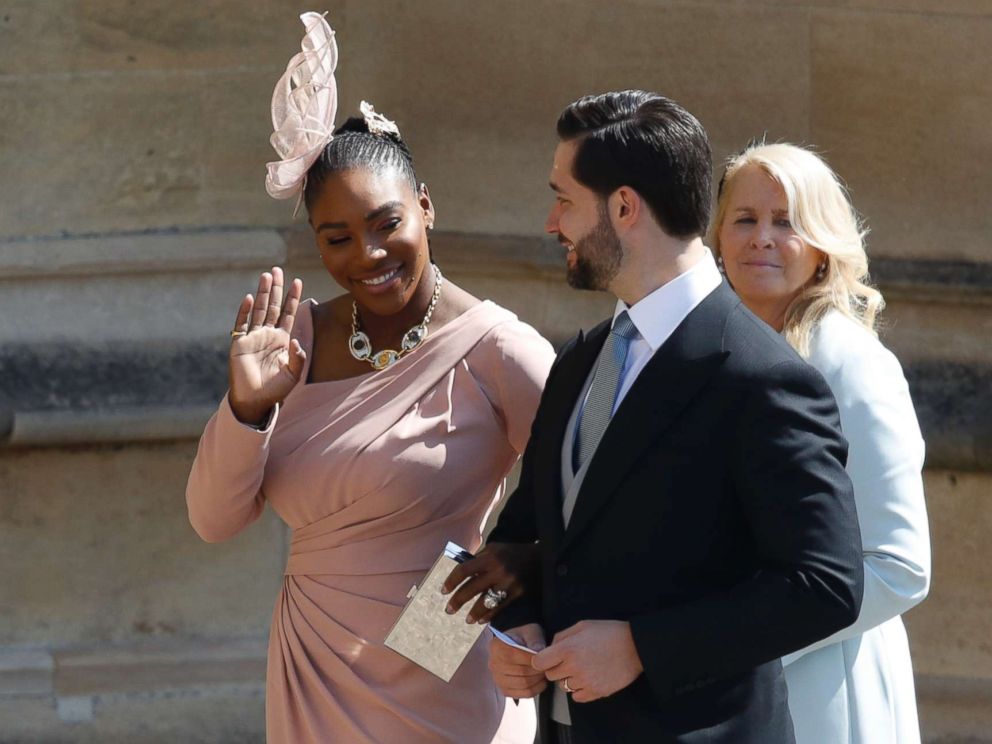 PHOTO: Serena Williams and her husband Alexis Ohanian arrive for the wedding ceremony of Prince Harry and Meghan Markle at St. Georges Chapel in Windsor Castle in Windsor, May 19, 2018.