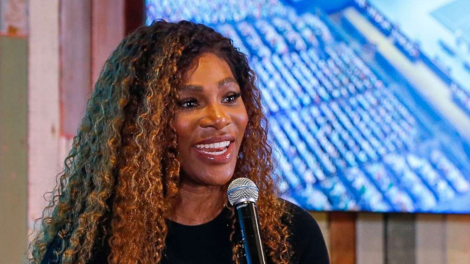 PHOTO: U.S. tennis player Serena Williams speaks at the Miami Dolphins' Hard Rock Stadium during the groundbreaking ceremony for the future site of the Miami Open tennis tournament in Miami, March 19, 2018.