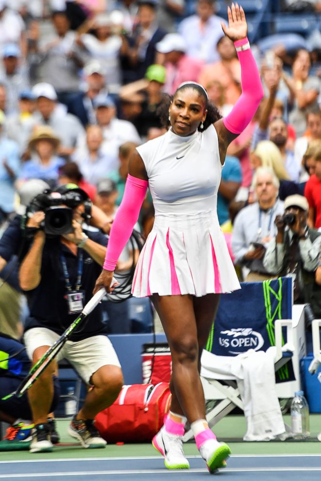 PHOTO: Serena Williams celebrates after defeating Yaroslava Shvedova of Kazakhstan during their US Open Women's Singles match in New York on Sept. 5, 2016.