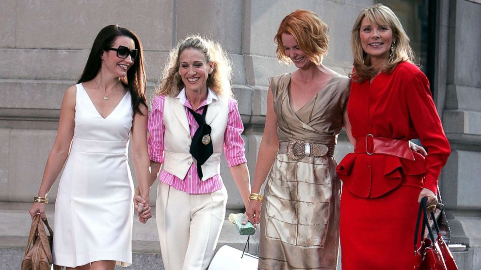 Kristin Davis, Sarah Jessica Parker, Cynthia Nixon and Kim Cattrall on the set of "Sex In The City: The Movie" in New York City, Sept. 21, 2007.  
