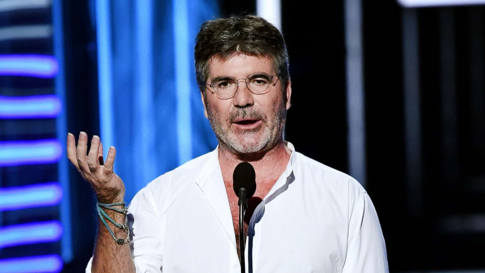 PHOTO: Producer-TV personality Simon Cowell speaks onstage during the 2018 Billboard Music Awards at MGM Grand Garden Arena, May 20, 2018 in Las Vegas, Nevada.