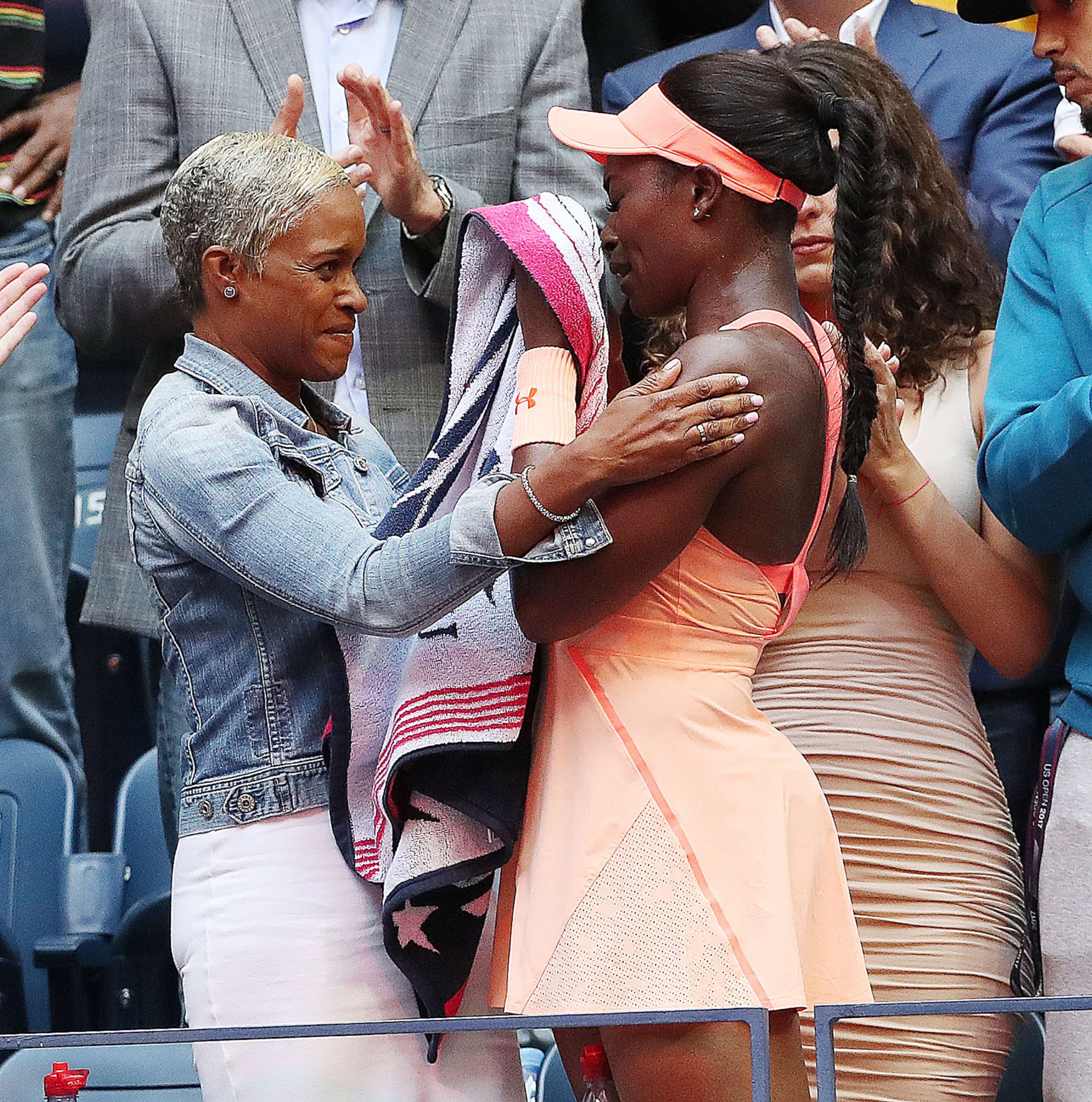 PHOTO: Sloane Stephens of the U.S. embraces her mother Sybil Smith after defeating Madison Keys of the US to win the U.S. Open Tennis Championships women's singles final at the USTA National Tennis Center in Flushing Meadows, New York, Sept. 9, 2017. 
