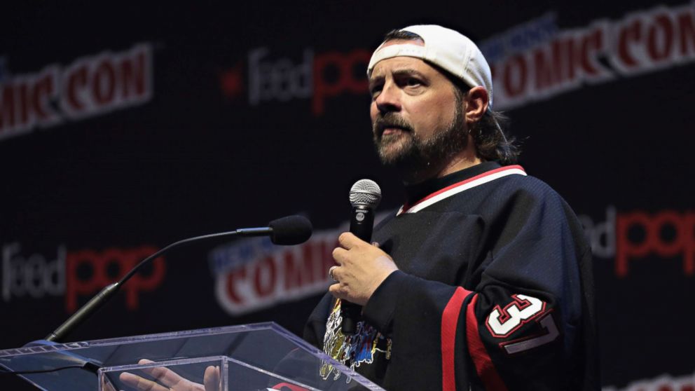 PHOTO: Kevin Smith speaks onstage at the Comic Book Men Panel during the 2017 New York Comic Con at Hammerstein Ballroom, Oct. 5, 2017, in New York.